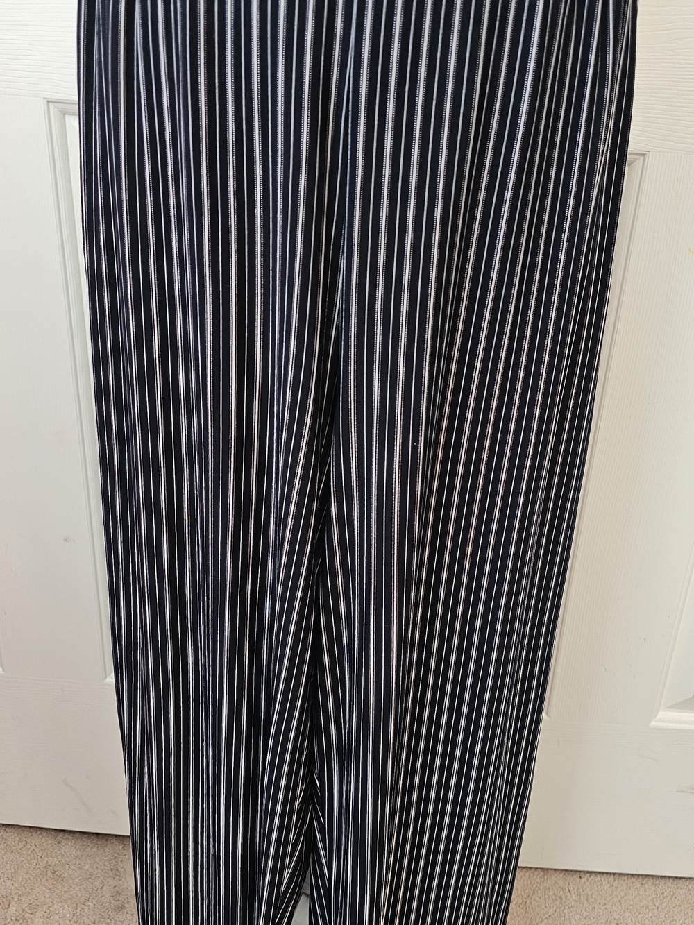 Laura Ashley Black with White Pinstripe Elastic Waist Pants